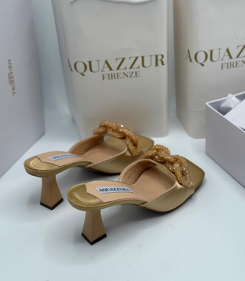 Gold color executive work ladies heels